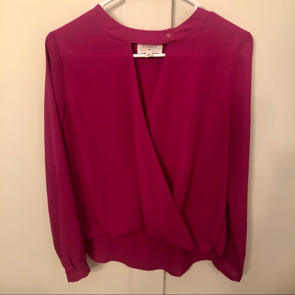 Pink Faux Wrap Blouse